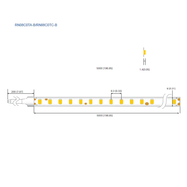 LED стрічка RISHANG 120-2835-12V 8.6W 818Lm 4000K (RN08C0TA-B-NW) 707042 фото